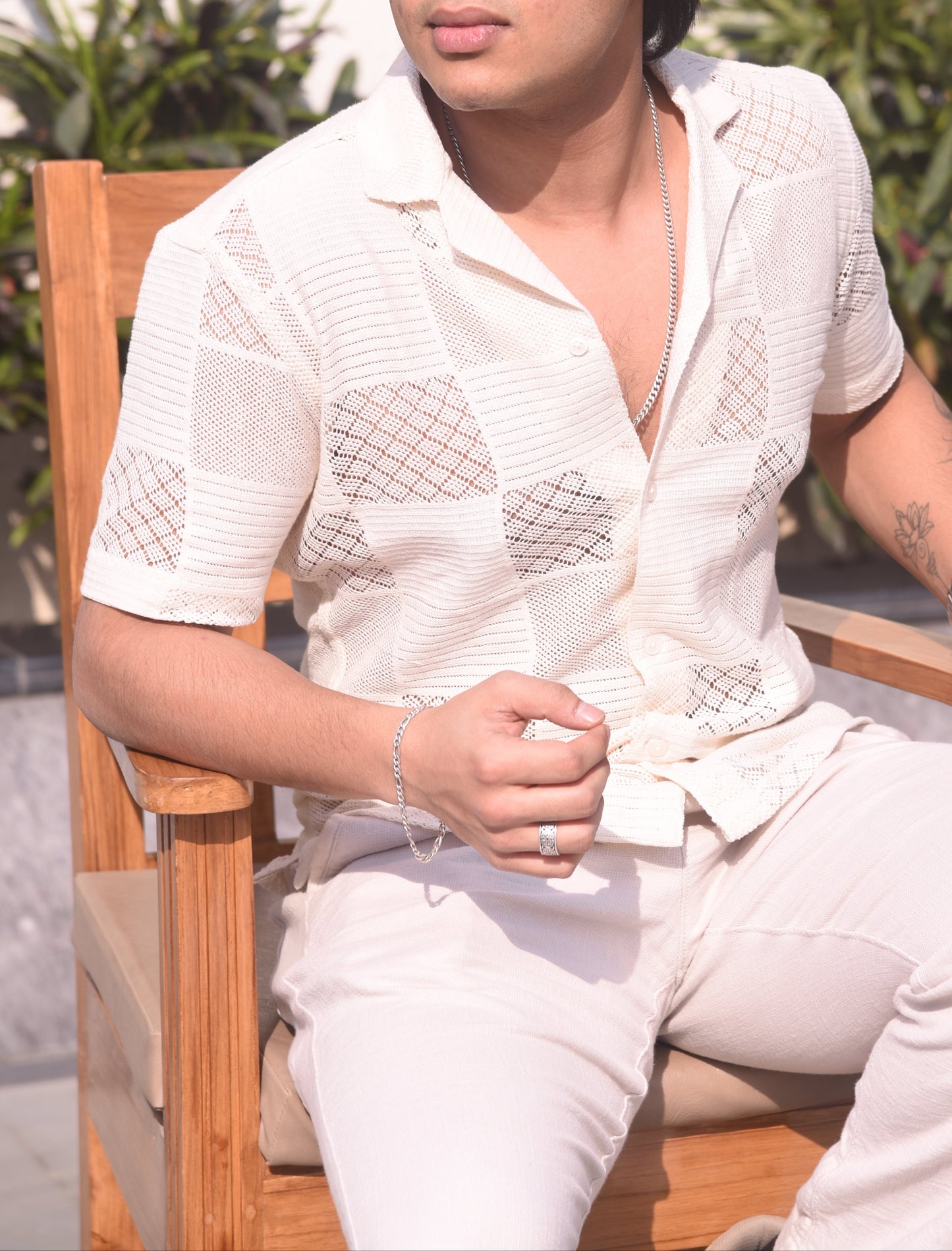 Men's | Box Crochet Shirt | Beige - Elegance Not Extreme