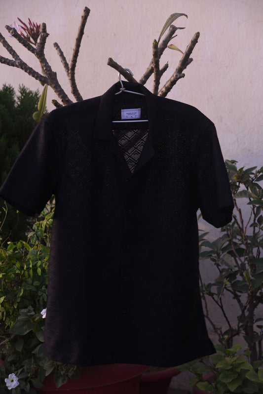Men's crochet Shirt | Black - Elegance Not Extreme