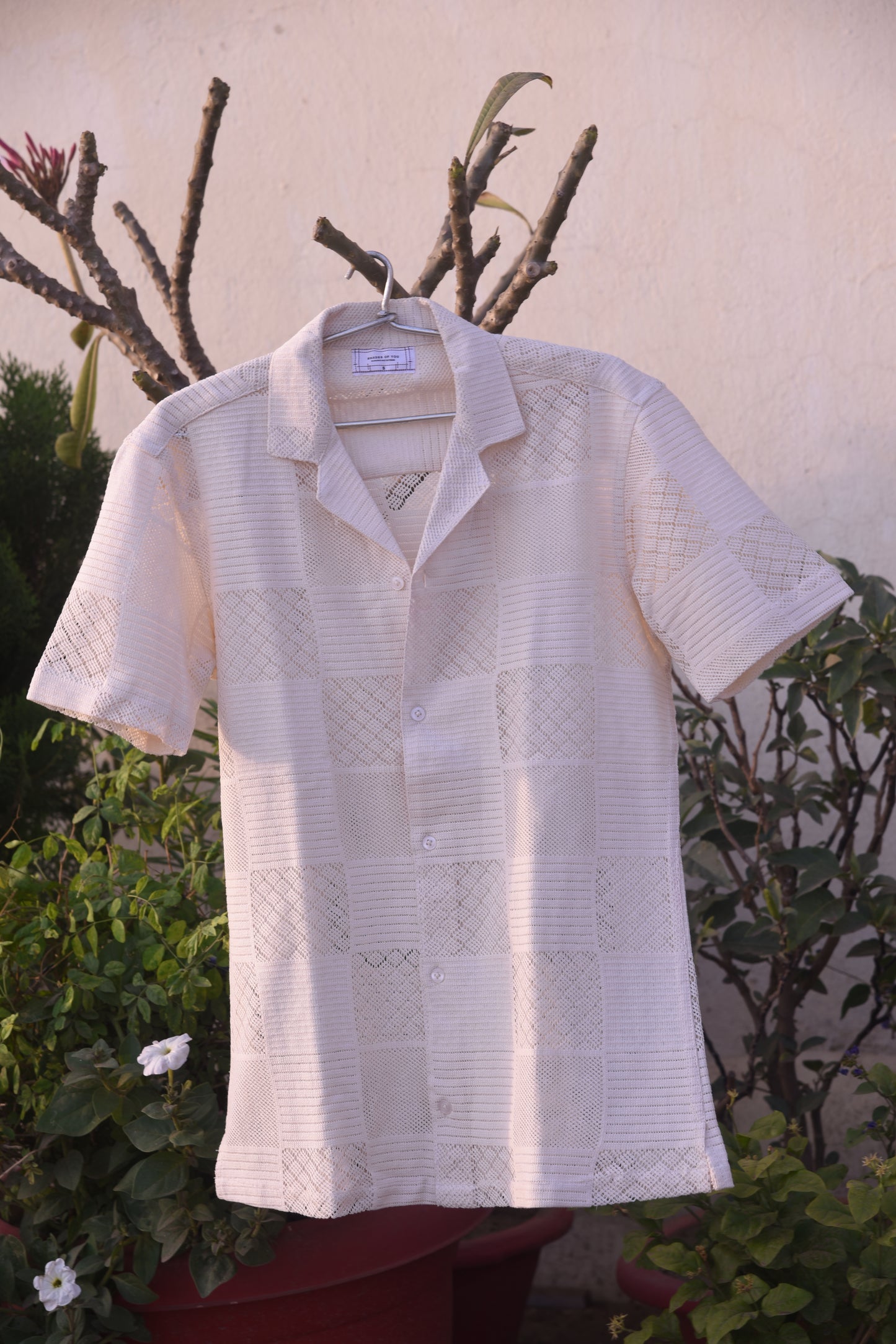 Men's crochet Shirt | Beige - Elegance Not Extreme