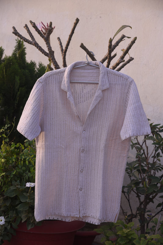Men's crochet Shirt | Beige - Elegance Not Extreme